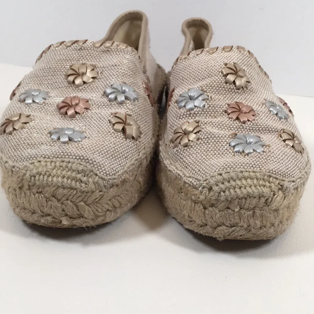 Jack Rogers Palmer Canvas Espadrilles Metallic Size 8